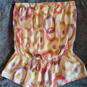 Strapless Small Outback Red cream gold lilac Top EUC